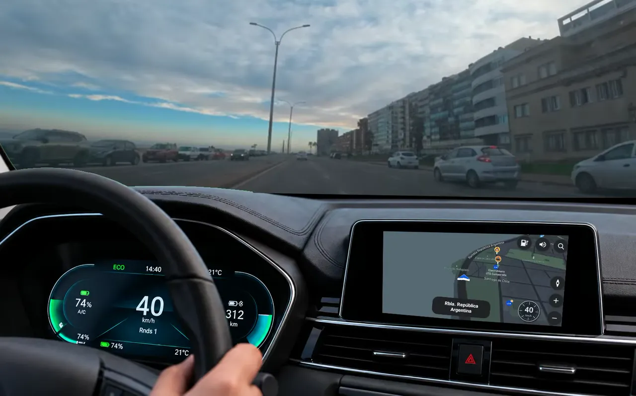 CarGO mostrando una ruta de navegación en una pantalla Apple CarPlay